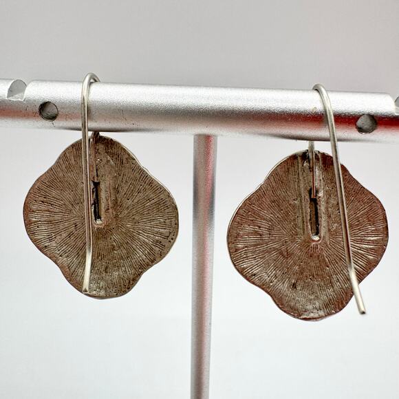 Vintage Blue Speckled Peking Glass Cabochon Earrings Etruscan Revival Bohemian - Picture 10 of 13